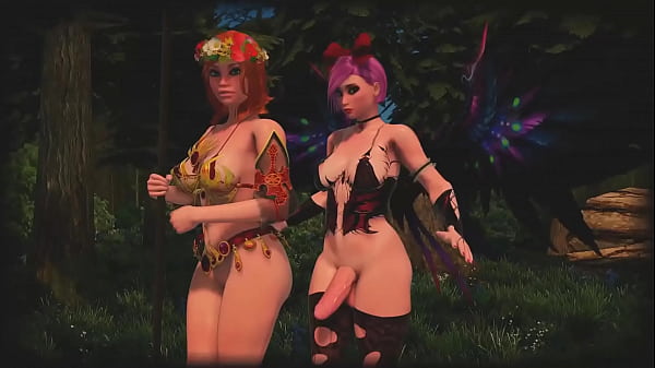hot shemale fairy fucks amazon in the forest 3d animated cartoon futanari sex