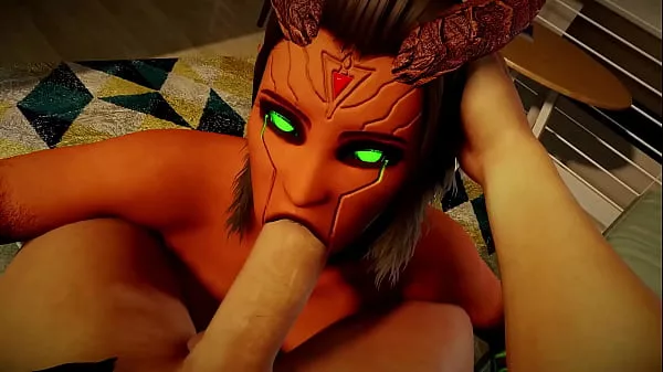 Demon Girl With Toxic Green Eyes Gives Blowjob In Pov